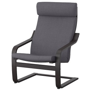 IKEA POÄNG armchair Black / Brown / Skiftebo Dark Gray, Ikea Outlet | 5319JWVYD