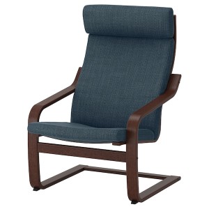 IKEA POÄNG armchair Brown / Hillared Dark Blue, Ikea Outlet | 5248QOXNW