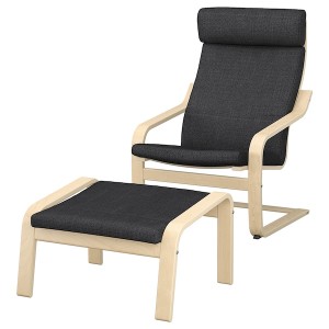 IKEA POÄNG armchair and ottoman Birch Veneer / Hillared Anthracite, Ikea Outlet | 5027CHYBX