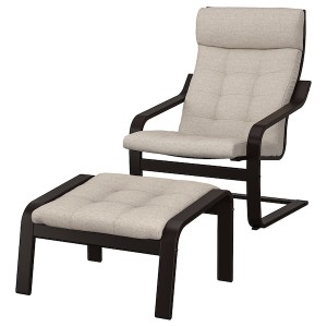 IKEA POÄNG armchair and ottoman Black / Brown / Gunnared Beige, Ikea Outlet | 2067ENPAG