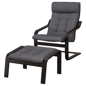 IKEA POÄNG armchair and ottoman Black / Brown / Gunnared Dark Gray, Ikea Outlet | 0261IWNMZ