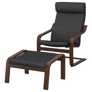 IKEA POÄNG armchair and ottoman Brown / Hillared Anthracite, Ikea Outlet | 2398KDBYR