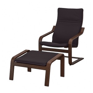 IKEA POÄNG armchair and ottoman Brown / Knisa Black, Ikea Outlet | 9504FNBOC