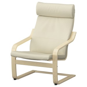 IKEA POÄNG armchair, birch veneer/Glose off-white Birch Veneer / Glose Off White, Ikea Outlet | 0645RXMDY
