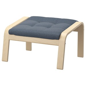IKEA POÄNG ottoman Birch Veneer / Gunnared Blue, Ikea Outlet | 1479MQILG
