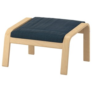 IKEA POÄNG ottoman Birch Veneer / Hillared Dark Blue, Ikea Outlet | 9475SKXMR