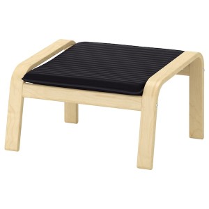 IKEA POÄNG ottoman Birch Veneer / Knisa Black, Ikea Outlet | 4609LNPDH