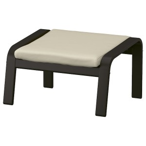 IKEA POÄNG ottoman Black / Brown / Glose Off White, Ikea Outlet | 9247MDPKY