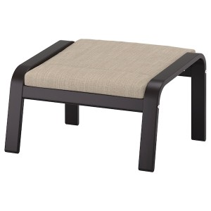 IKEA POÄNG ottoman Black / Brown / Hillared Beige, Ikea Outlet | 9531NRMWQ