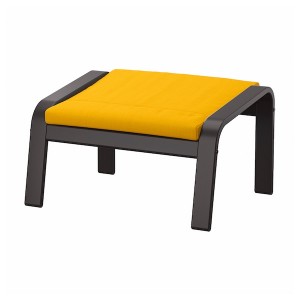 IKEA POÄNG ottoman Black / Brown / Skiftebo Yellow, Ikea Outlet | 0849PQSKM