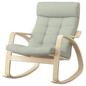 IKEA POÄNG rocking chair Birch Veneer / Gunnared Light Green, Ikea Outlet | 6971RKELZ