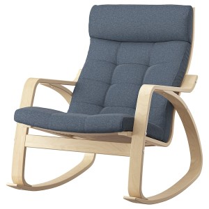 IKEA POÄNG rocking chair Birch Veneer / Gunnared Blue, Ikea Outlet | 7842ZWENJ