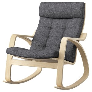 IKEA POÄNG rocking chair Birch Veneer / Gunnared Dark Gray, Ikea Outlet | 9640ASVNJ