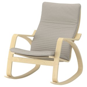 IKEA POÄNG rocking chair Birch Veneer / Knisa Light Beige, Ikea Outlet | 0129QUJED