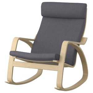 IKEA POÄNG rocking chair Birch Veneer / Skiftebo Dark Gray, Ikea Outlet | 7950CXDOE