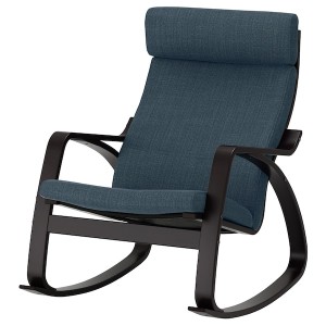 IKEA POÄNG rocking chair Black / Brown / Hillared Dark Blue, Ikea Outlet | 7624FOJQP