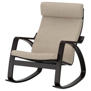 IKEA POÄNG rocking chair Black / Brown / Hillared Beige, Ikea Outlet | 0284OYXQL
