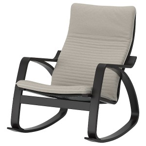 IKEA POÄNG rocking chair Black / Brown / Knisa Light Beige, Ikea Outlet | 0837VNGWA