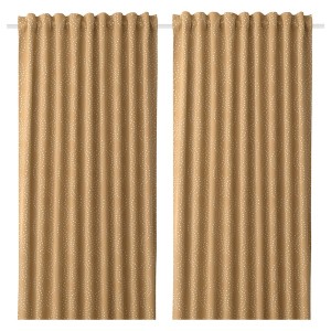 IKEA PRAKTRÖLLIKA room darkening curtains, 1 pair, beige, 57x98 in, Ikea Outlet | 4582YOCZE