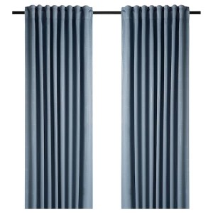 IKEA PRAKTTIDLÖSA room darkening curtains, 1 pair, light blue, 50x98 in, Ikea Outlet | 1286JFIAQ