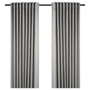 IKEA PRAKTTIDLÖSA room darkening curtains, 1 pair, 50x98 in Gray, Ikea Outlet | 5643QWMIN