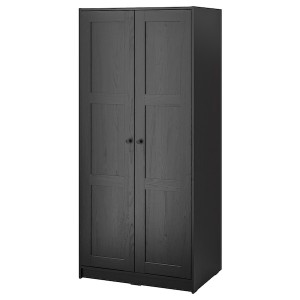 IKEA RAKKESTAD wardrobe with 2 doors, black-brown, 31 1/8x69 1/4 in, Ikea Outlet | 0154PVMGL