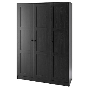 IKEA RAKKESTAD wardrobe with 3 doors, black-brown, 46 1/8x69 1/4 in, Ikea Outlet | 9023AXFVT