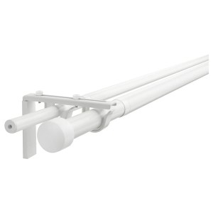 IKEA RÄCKA / HUGAD double curtain rod combination, 47 1/4-82 5/8 in White, Ikea Outlet | 5967RMUBA