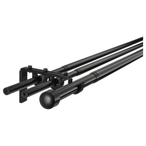 IKEA RÄCKA / HUGAD triple curtain rod combination, 82 5/8-151 5/8 in Black, Ikea Outlet | 3254MZYGC