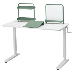 IKEA RELATERA desk combination sit/stand, 46 1/8x23 5/8 in White / Light Gray / Green, Ikea Outlet | 6825RBIUC