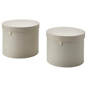 IKEA RÅGODLING storage box with lid, set of 2, natural/beige, Ikea Outlet | 4681WQCYP