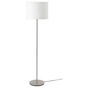 IKEA RINGSTA / SKAFTET floor lamp with LED bulb, white/nickel plated, Ikea Outlet | 1685CDJSR