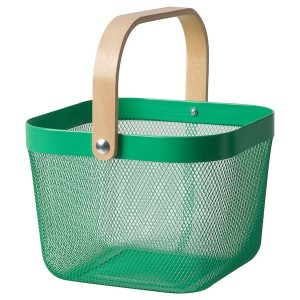 IKEA RISATORP wire basket, 9 ¾x10 ¼x7 in Dark Green, Ikea Outlet | 3857CJAQO