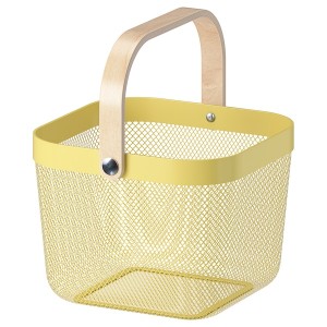 IKEA RISATORP wire basket, 9 ¾x10 ¼x7 in Light Yellow, Ikea Outlet | 8953SCJNA