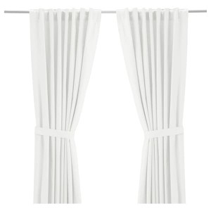 IKEA RITVA curtains with tie-backs, 1 pair, white, 57x84 in, Ikea Outlet | 9264SXCVM