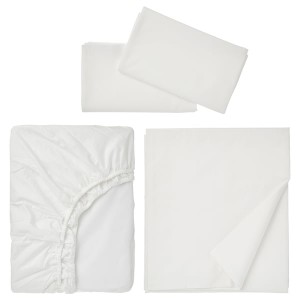 IKEA RÖNNVECKMAL sheet set, Queen White, Ikea Outlet | 8410LHVJX