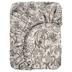 IKEA RODGERSIA fitted sheet, King Gray / White, Ikea Outlet | 6083FNTXV