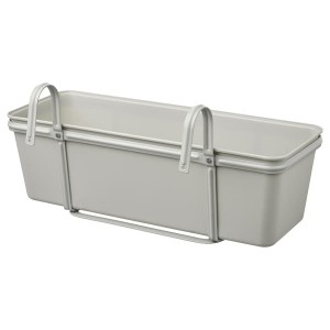 IKEA ROSENKÅL flower box with holder, outdoor light gray, 19x7 in, Ikea Outlet | 2674QKYES