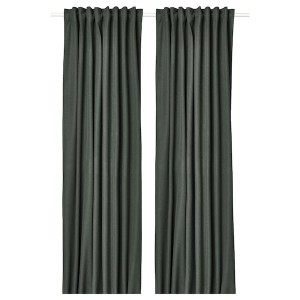 IKEA ROSENMANDEL black-out curtains, 1 pair, 53x84 in Dark Green, Ikea Outlet | 1946YWNUG