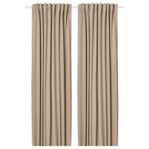 IKEA ROSENMANDEL room darkening curtains, 1 pair, 53x84 in Yellow / Beige, Ikea Outlet | 6095AZNEY