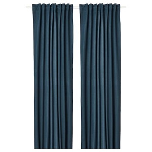 IKEA ROSENMANDEL room darkening curtains, 1 pair, 53x98 in Dark Blue, Ikea Outlet | 4528FQDVM