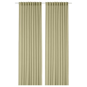IKEA ROSENROBINIA sheer curtains, 1 pair, 57x84 in Light Olive / Green, Ikea Outlet | 9083HXNGT