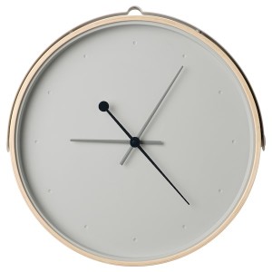 IKEA ROTBLÖTA wall clock, ash veneer/light gray, 16 ½ in, Ikea Outlet | 2634NFYQV