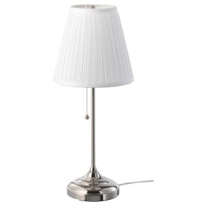 IKEA ÅRSTID Table lamp with LED bulb, nickel plated, white, Max.: 100 W, Ikea Outlet | 8765HGAPQ