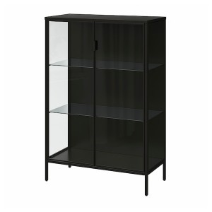 IKEA RUDSTA glass-door cabinet, anthracite, 31 1/2x14 5/8x47 1/4 in, Ikea Outlet | 1709JKPTC