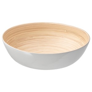IKEA RUNDLIG serving bowl, bamboo/white, 11 ¾ in, Ikea Outlet | 5406MTBHF
