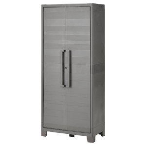 IKEA RUNMARÖ cabinet with doors, dark gray indoor/outdoor, 31 1/2x17 3/8x71 5/8 in, Ikea Outlet | 3579LMGYZ