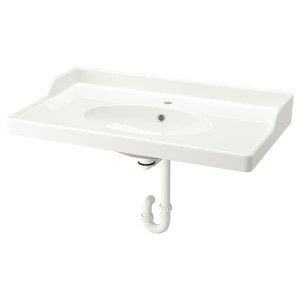 IKEA RUTSJÖN sink with water trap, 37 3/8x21 7/8 in White, Ikea Outlet | 7568YNUWQ
