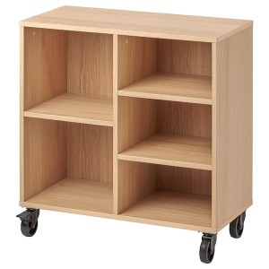 IKEA RÅVAROR shelf unit on casters, oak veneer, 26 3/8x27 1/8 in, Ikea Outlet | 3524DLQIJ