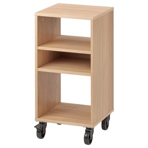 IKEA RÅVAROR shelf unit on casters, oak veneer, 13 3/8x27 1/8 in, Ikea Outlet | 1958YQCRH